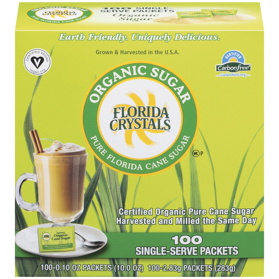 slide 1 of 4, Florida Crystals Pure Florida Cane Packets Organic Sugar, 100 ct; 0.1 oz