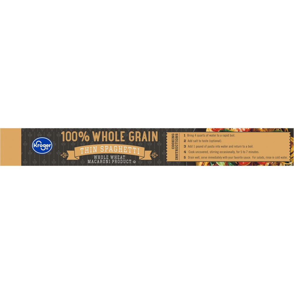 slide 2 of 4, Kroger 100% Whole Grain Thin Spaghetti - 16 oz, 16 oz