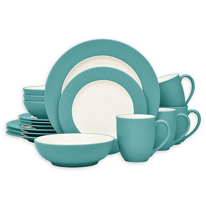 slide 1 of 1, Noritake Colorwave Rim Dinnerware Set - Turquoise, 16 ct