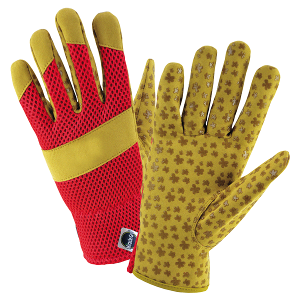 slide 1 of 1, Miracle Gro Suede Leather Mesh Back Glove, M/L, MED/LG