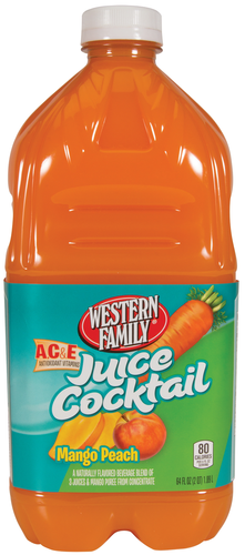 slide 1 of 1, Western Family Juice Cocktail Mango Peach - 64 oz, 64 oz