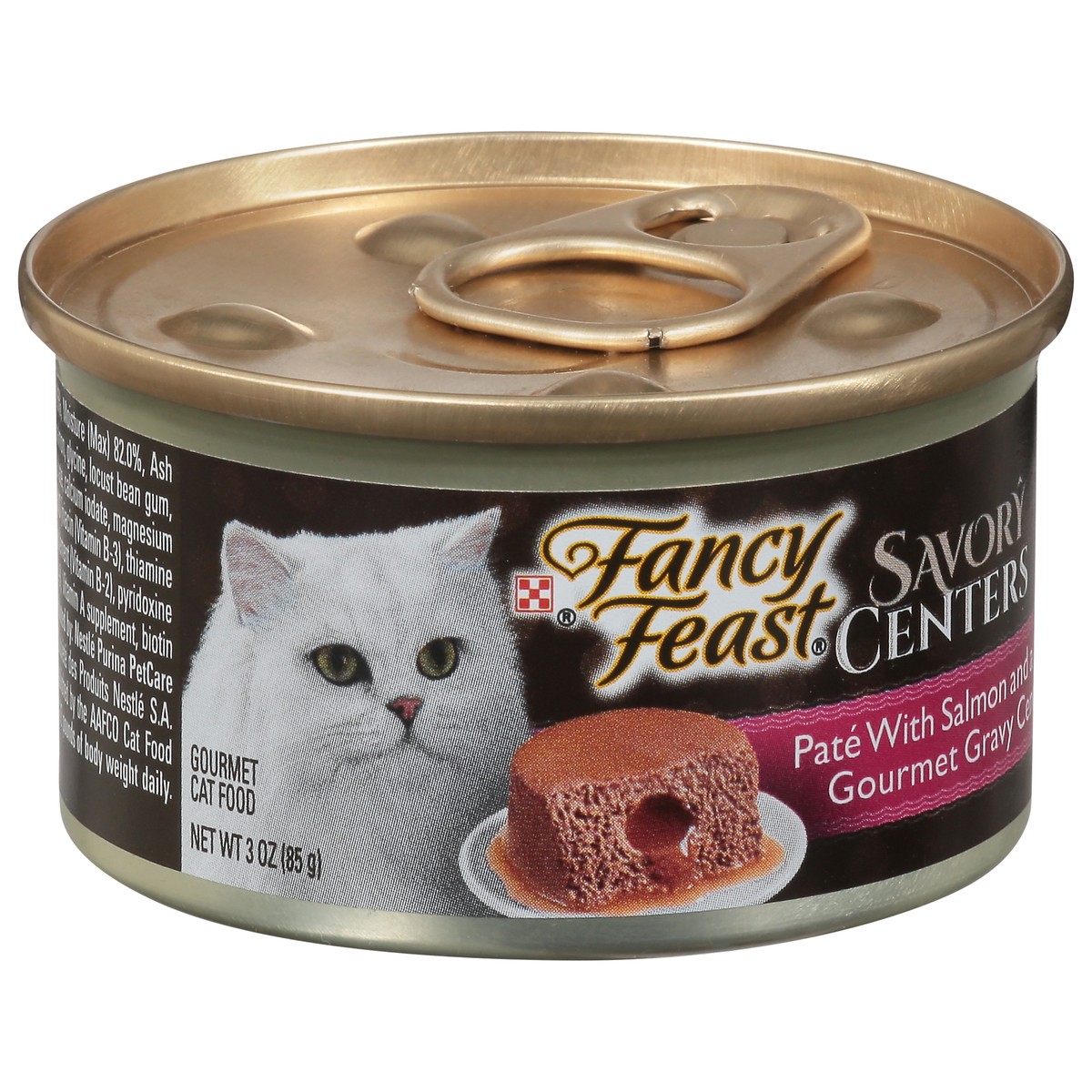 slide 5 of 9, Fancy Feast Purina Fancy Feast Savory Centers Salmon Pate Adult Wet Cat Food With a Gravy Center, 3 oz