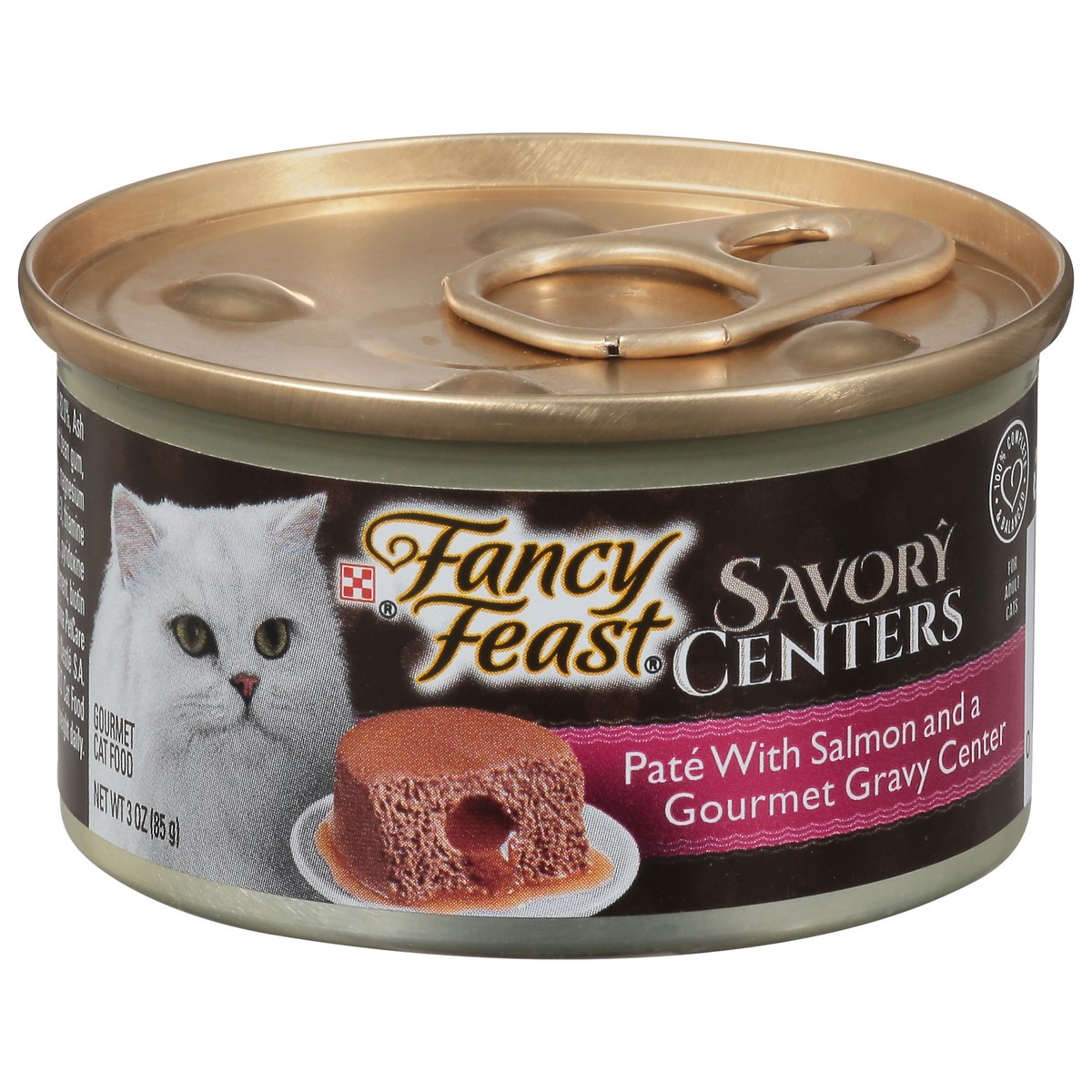 slide 1 of 9, Fancy Feast Purina Fancy Feast Savory Centers Salmon Pate Adult Wet Cat Food With a Gravy Center - 3 oz. Can, 3 oz