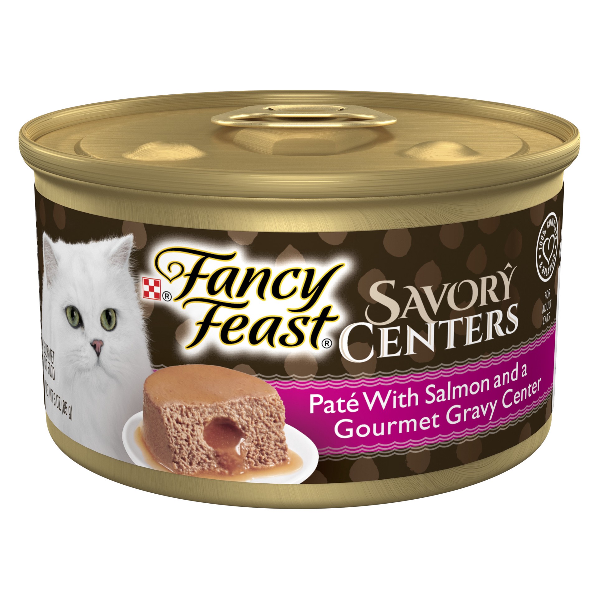 slide 1 of 9, Fancy Feast Purina Fancy Feast Savory Centers Salmon Pate Adult Wet Cat Food With a Gravy Center, 3 oz