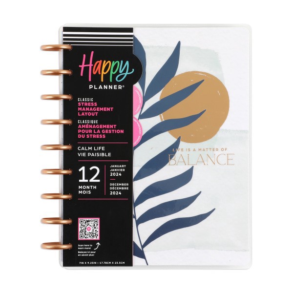 slide 3 of 8, 2024 Happy Planner Monthly/Weekly Classic Happy Planner, 7"" X 9-1/4"", Stress Management/Calm Life, January To December, Ppcd12-377, 1 ct