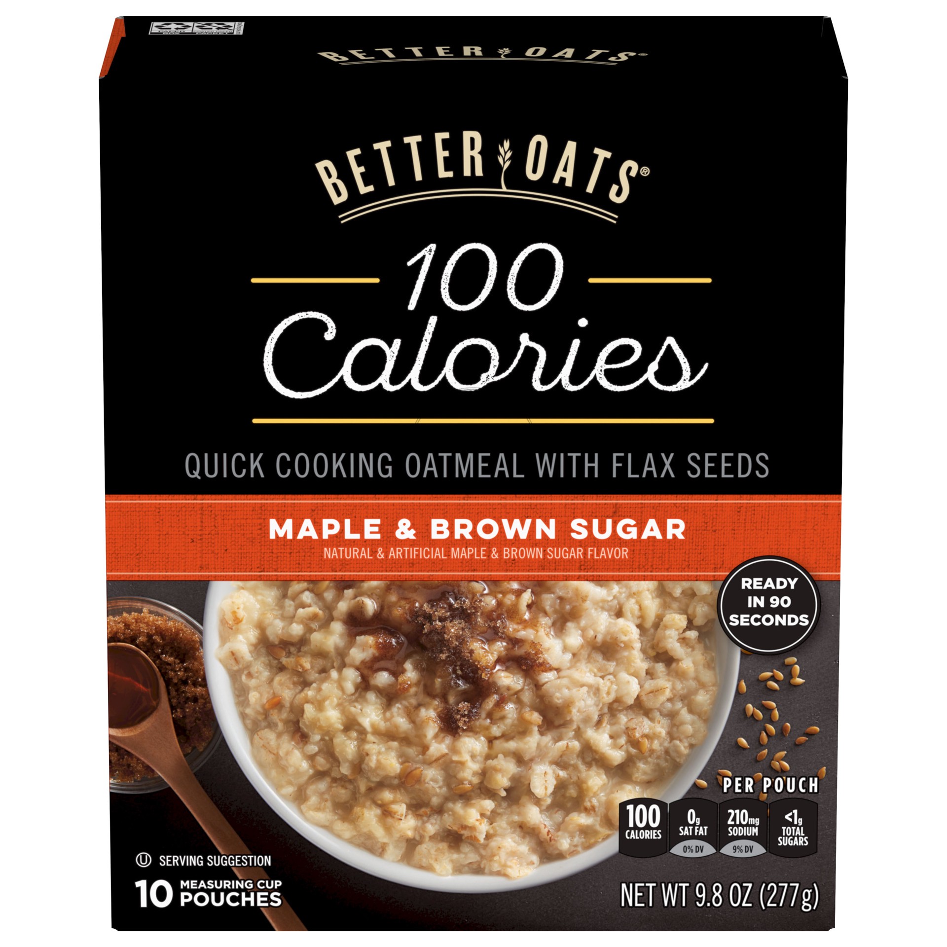 slide 3 of 5, Better Oats Maple & Brown Sugar Instant Oatmeal With Flax Seeds, 9.8 oz