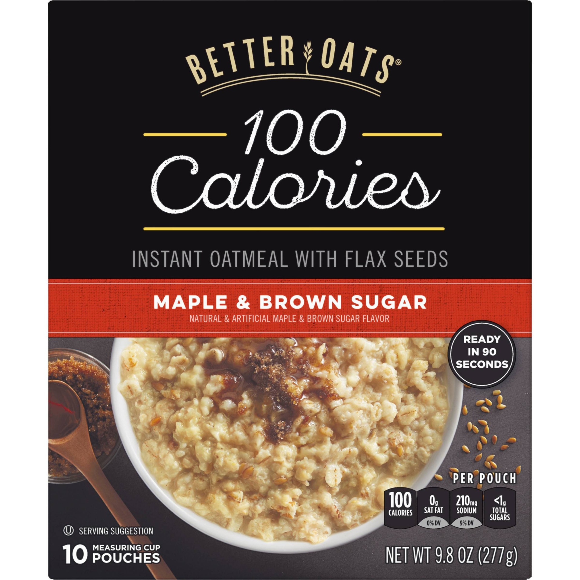 slide 1 of 8, Better Oats 100 Calories Maple & Brown Sugar Instant Oatmeal With Flax Seeds, 10 ct