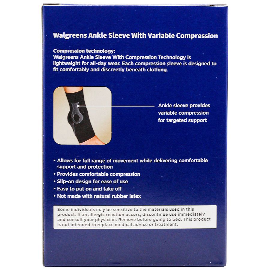 slide 2 of 4, Walgreens Compression Ankle Sleeve Black, SM/MED