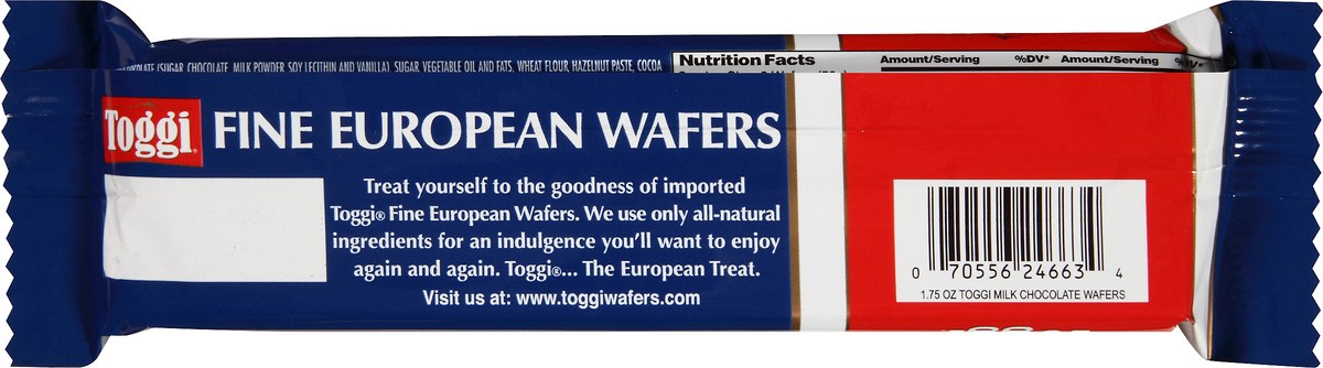 slide 3 of 7, Toggi Fine European Milk Chocolate Wafers 1.9 oz. Wrapper, 1.9 oz