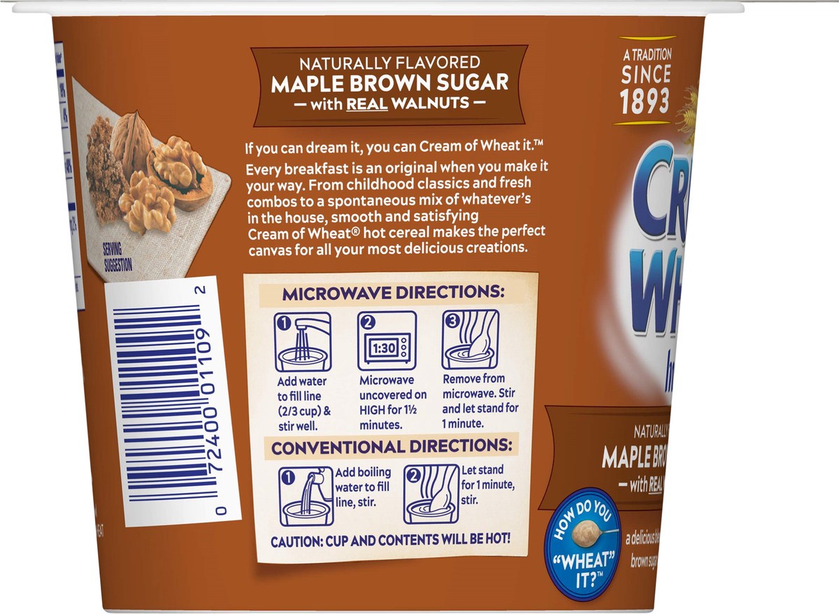 slide 8 of 10, Cream Of Wheat To-Go Instant Maple Brown Sugar Walnut Hot Cereal 2.29 oz, 2.29 oz