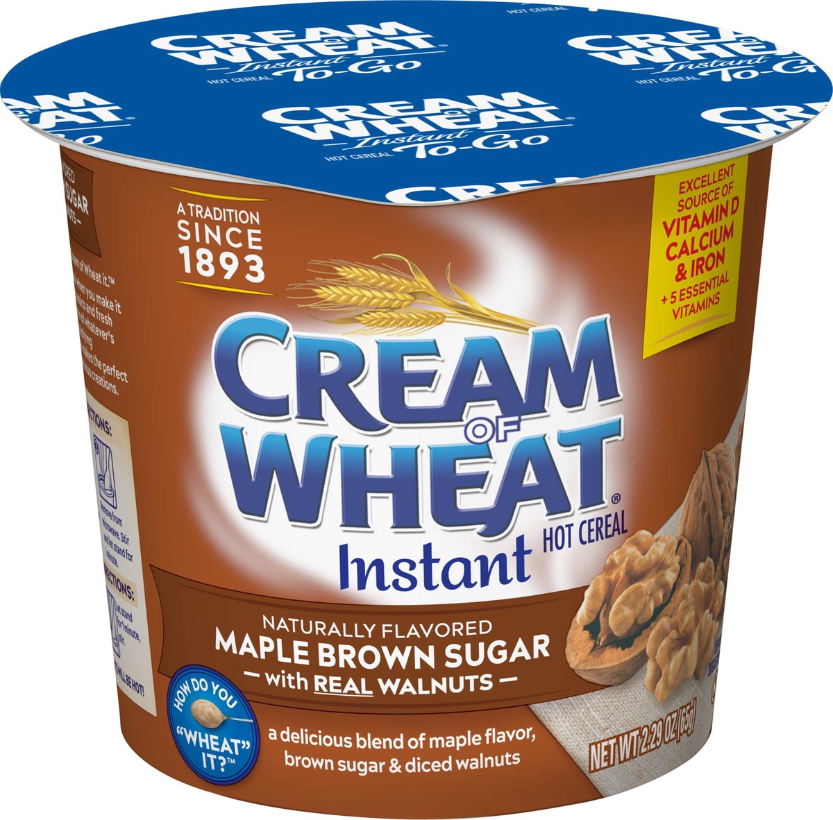 slide 3 of 10, Cream Of Wheat To-Go Instant Maple Brown Sugar Walnut Hot Cereal 2.29 oz, 2.29 oz