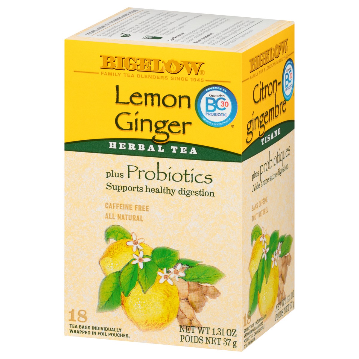 slide 9 of 10, Bigelow Probiotics Herbal Tea Bags Caffeine Free Lemon Ginger - 1.64 oz, 1.64 oz