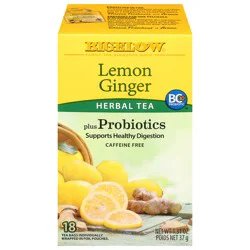 Bigelow Probiotics Herbal Tea Bags Caffeine Free Lemon Ginger - 1.64 oz