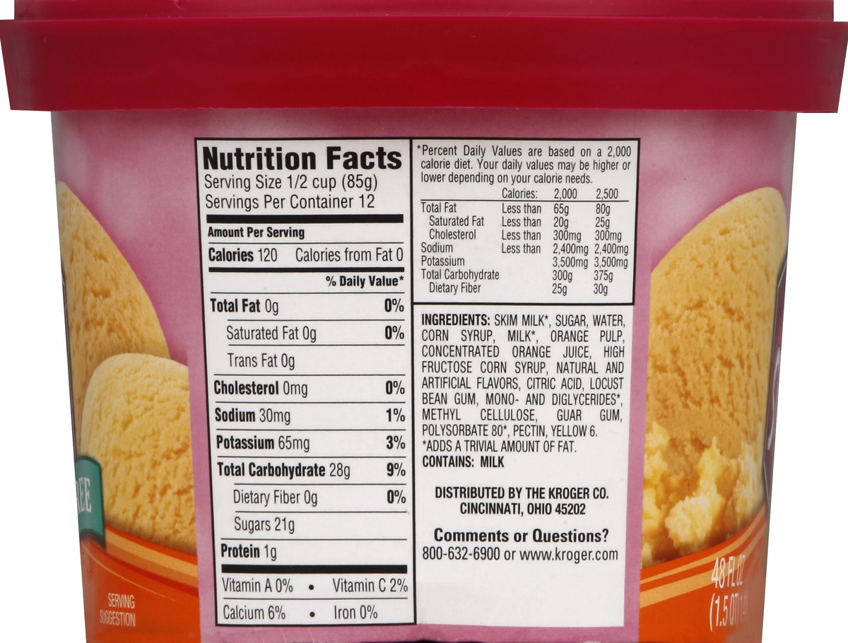 slide 3 of 6, Kroger Deluxe Orange Sherbet, 48 fl oz