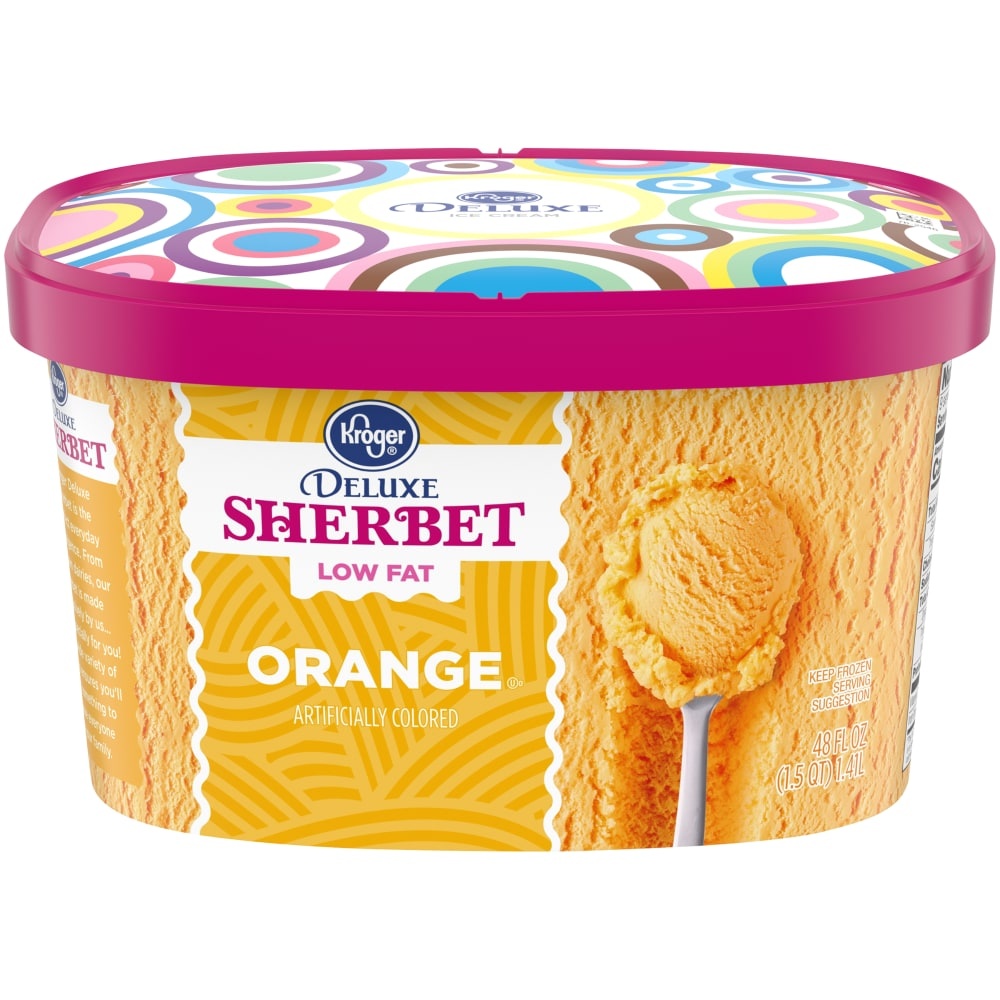 slide 1 of 1, Kroger Deluxe Orange Sherbet, 48 fl oz