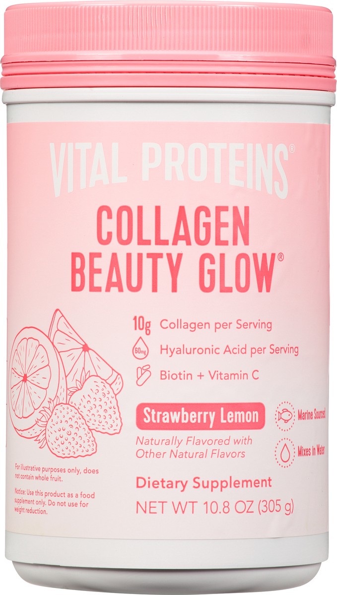 slide 10 of 14, Vital Proteins Beauty Glow Strawberry Lemon Collagen 10.8 oz, 10.8 oz