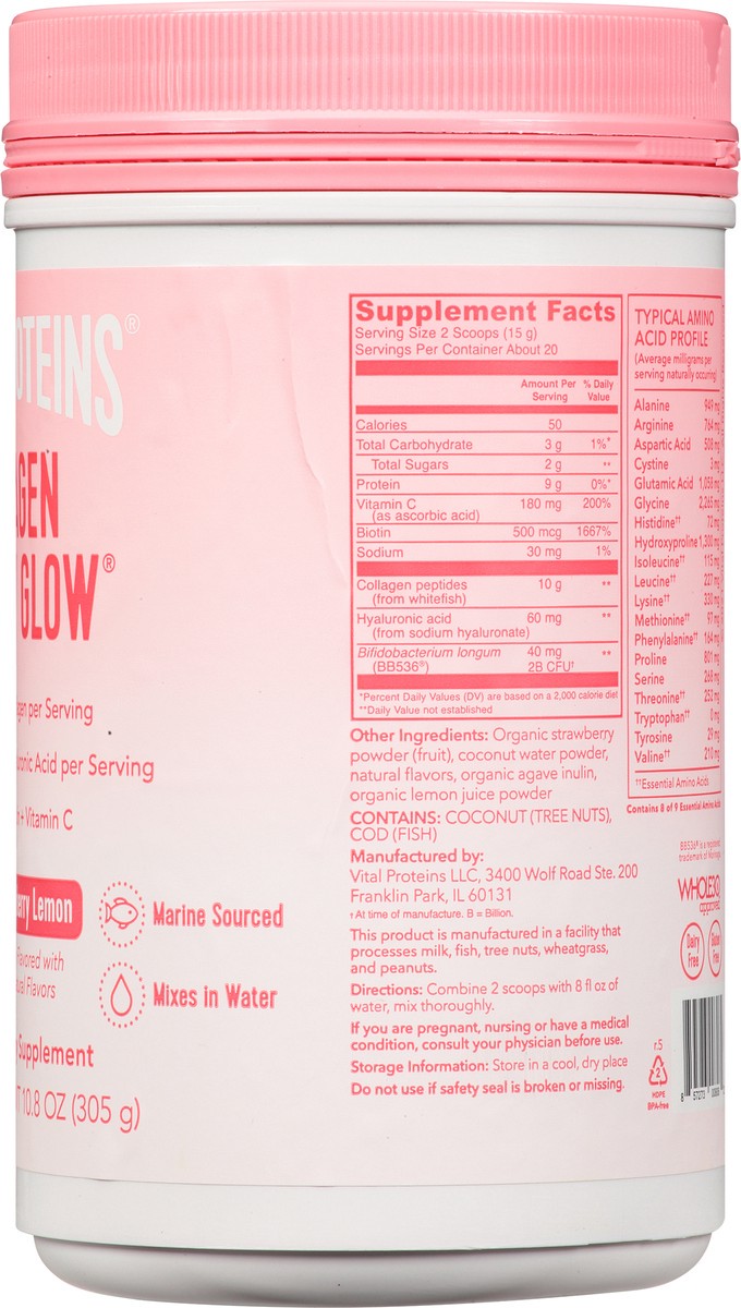 slide 11 of 14, Vital Proteins Beauty Glow Strawberry Lemon Collagen 10.8 oz, 10.8 oz