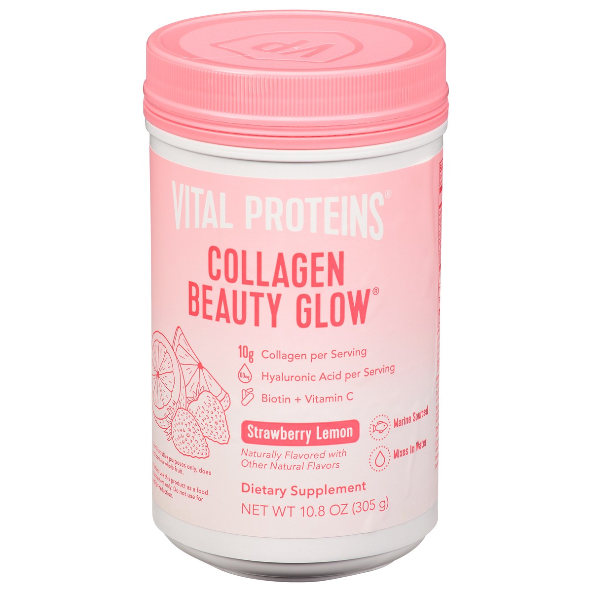 slide 4 of 14, Vital Proteins Beauty Glow Strawberry Lemon Collagen 10.8 oz, 10.8 oz