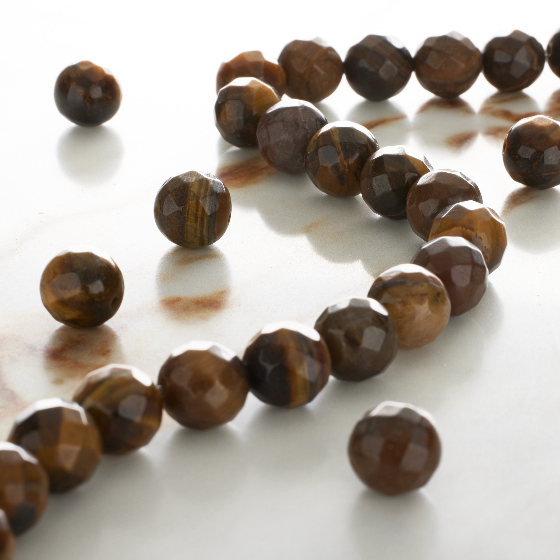 slide 3 of 3, Yellow Tiger's Eye Faceted Round Beads, 10mm By Bead Landing, 10mm