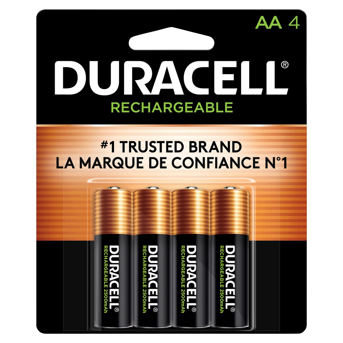 slide 1 of 1, Duracell Rechargeable AA NiMH Batteries, 4/Pack, 4 ct