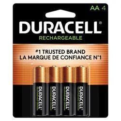 Duracell Rechargeable AA NiMH Batteries, 4/Pack