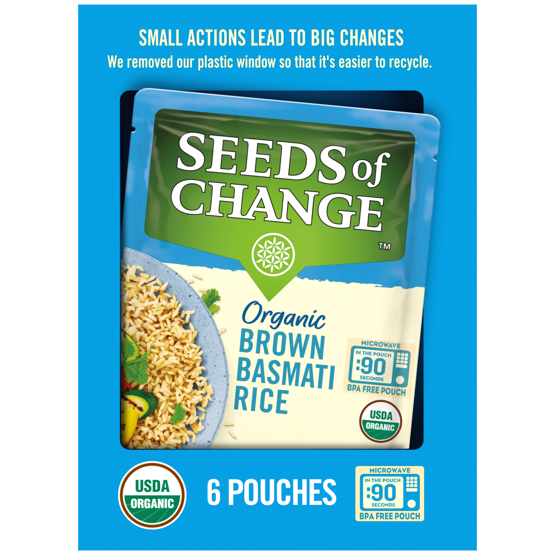 slide 1 of 3, Seeds of Change Certified Organic Brown Basmati Rice, 8.5 oz. pouch, 6 Count Club Case, 8.5 oz