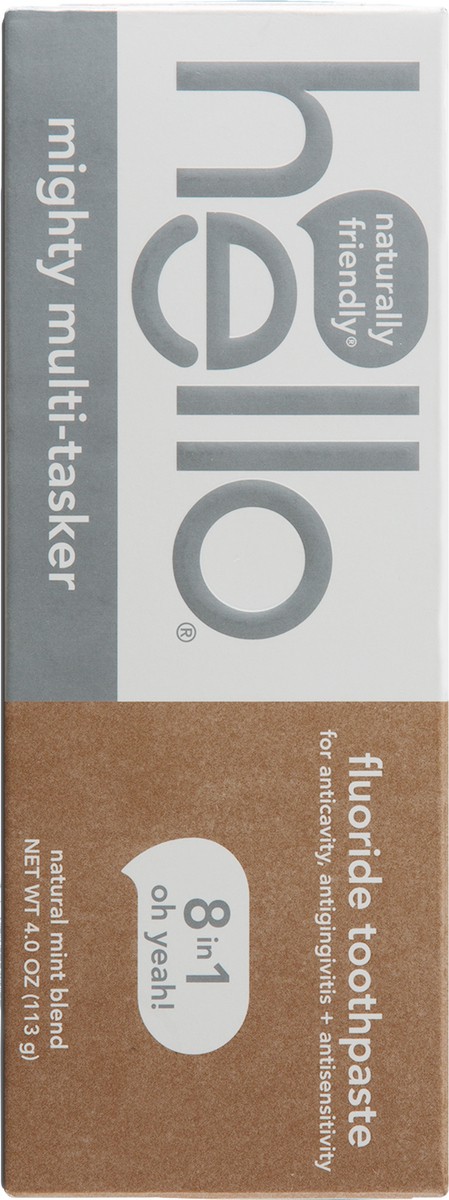 slide 5 of 10, hello Mighty Multitasker Fluoride Toothpaste, 8-in-1 Toothpaste with Minty Flavor, Anticavity, Antigingivitis, Antisensitivity, Strengthens Enamel and Whitens, 4.0 Oz Tube, 4 oz