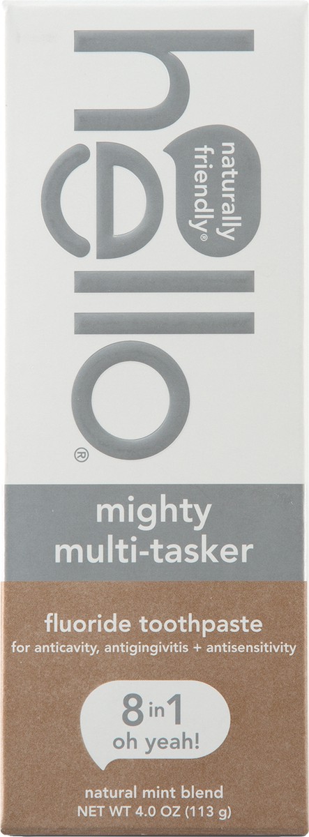 slide 6 of 10, hello Mighty Multitasker Fluoride Toothpaste, 8-in-1 Toothpaste with Minty Flavor, Anticavity, Antigingivitis, Antisensitivity, Strengthens Enamel and Whitens, 4.0 Oz Tube, 4 oz