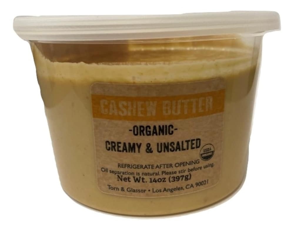 slide 1 of 1, Torn & Glasser Torn Glasser Organic Creamy Unsalted Cashew Butter, 14 oz