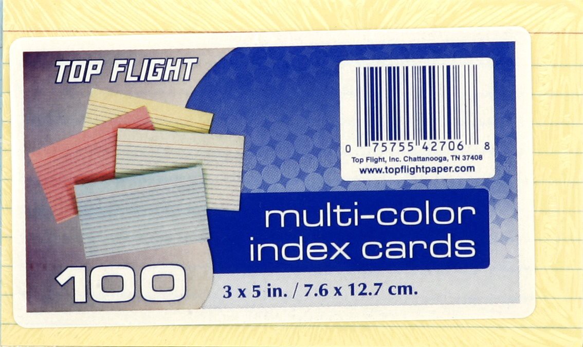 slide 1 of 1, Top Flight Index Cards, 100 ct