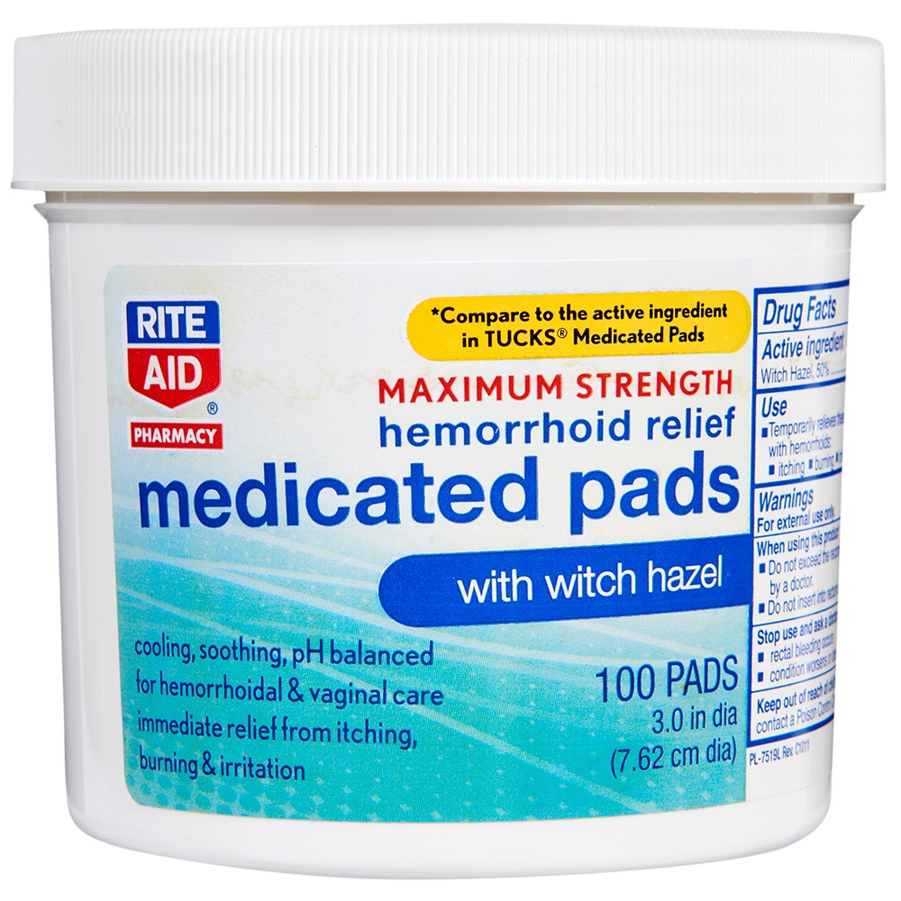 slide 1 of 3, Rite Aid Ra Hemm Med Pads, 100 ct