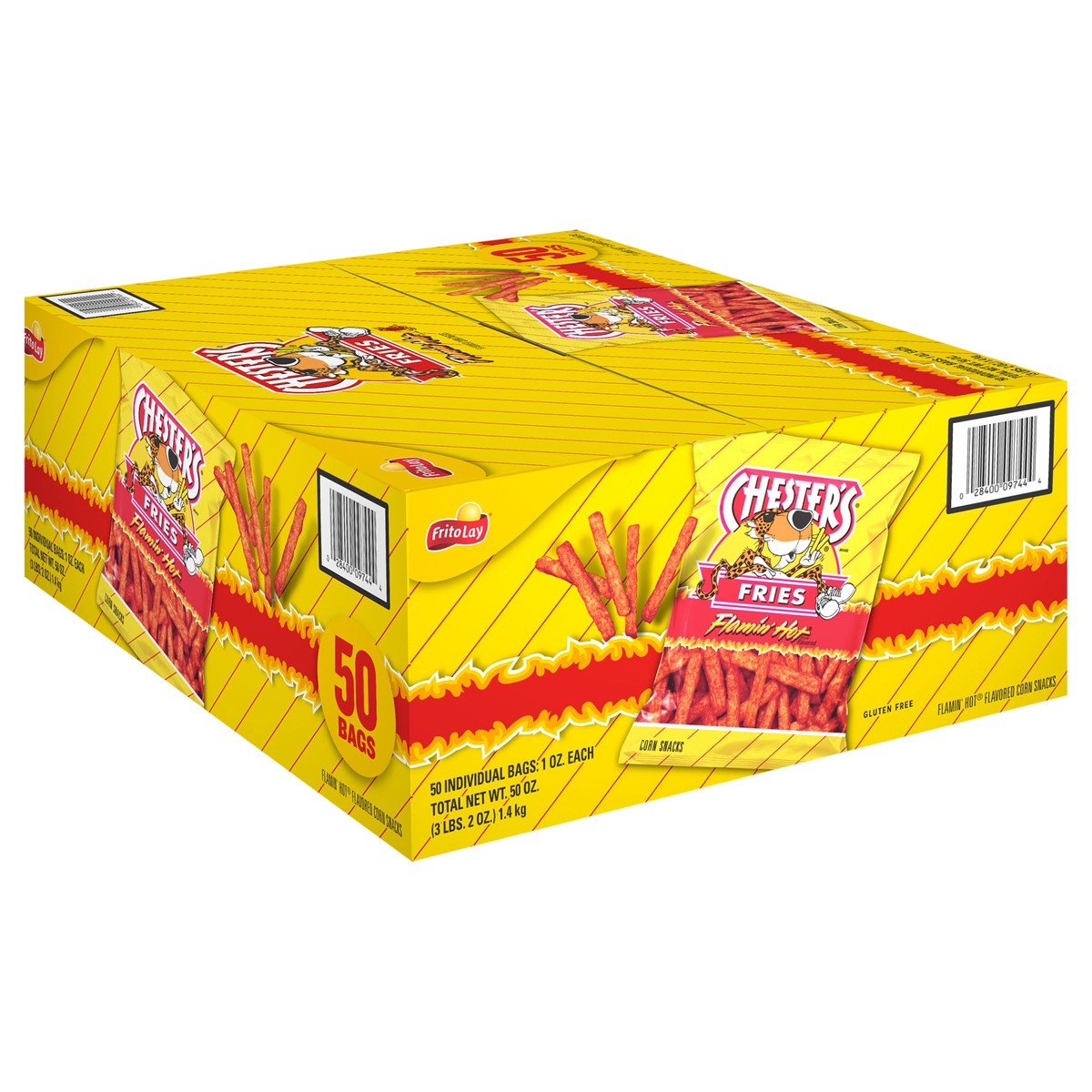 slide 14 of 14, Chester's Fries Corn Snacks Flamin' Hot Flavored 1 Oz 50 Count, 50 ct