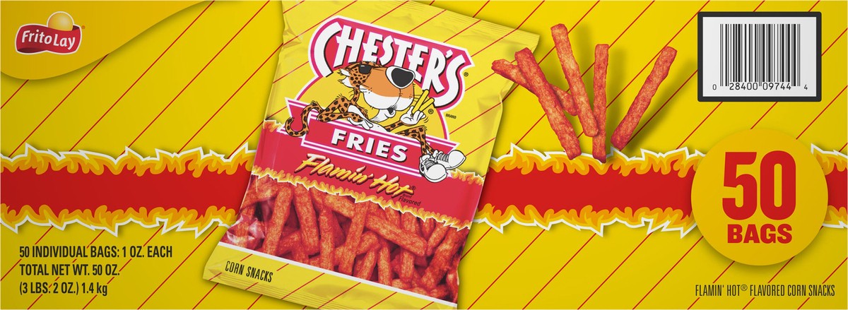 slide 12 of 14, Chester's Fries Corn Snacks Flamin' Hot Flavored 1 Oz 50 Count, 50 ct