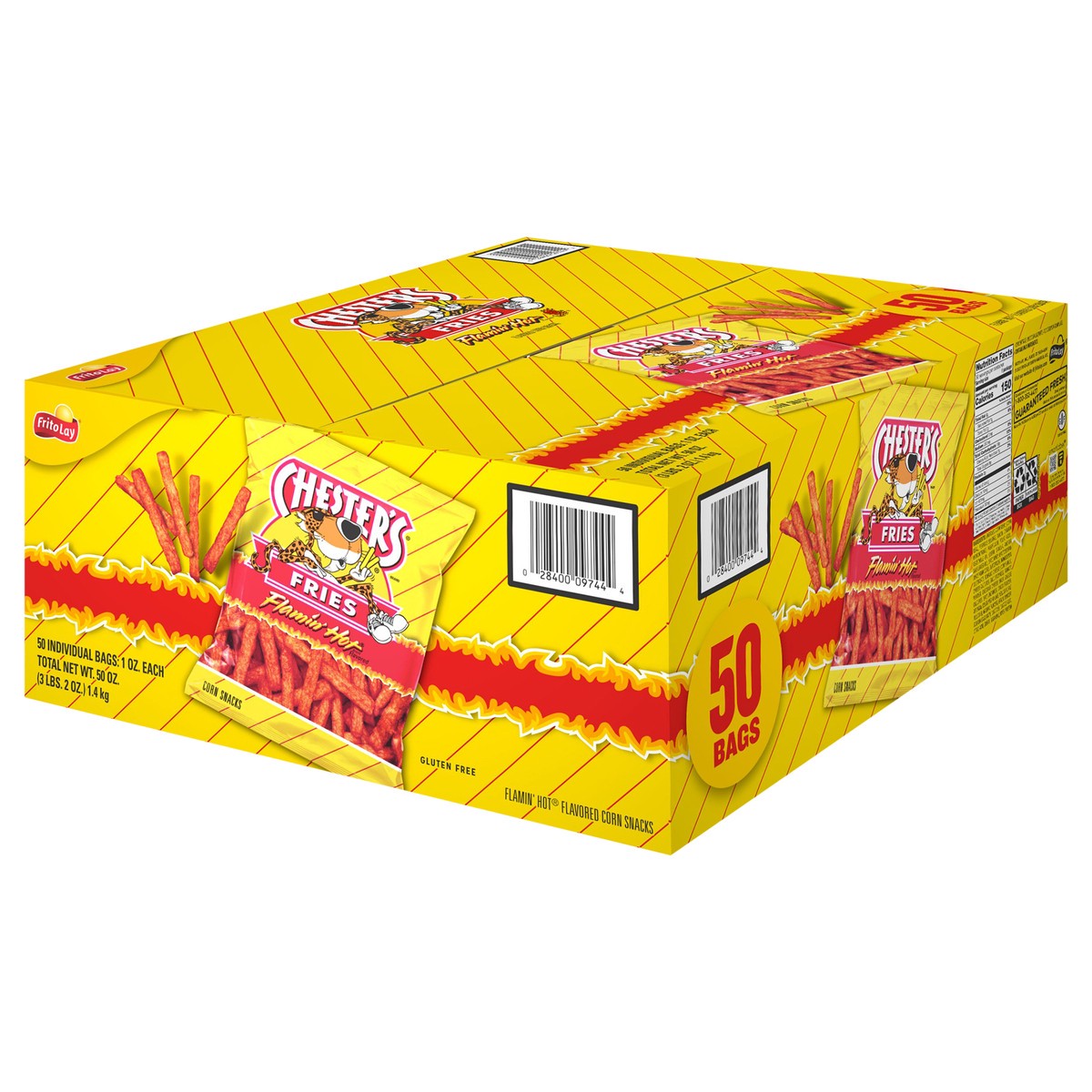 slide 4 of 14, Chester's Fries Corn Snacks Flamin' Hot Flavored 1 Oz 50 Count, 50 ct