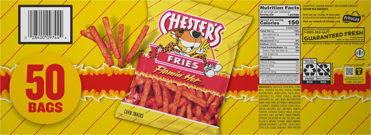 slide 13 of 14, Chester's Fries Corn Snacks Flamin' Hot Flavored 1 Oz 50 Count, 50 ct