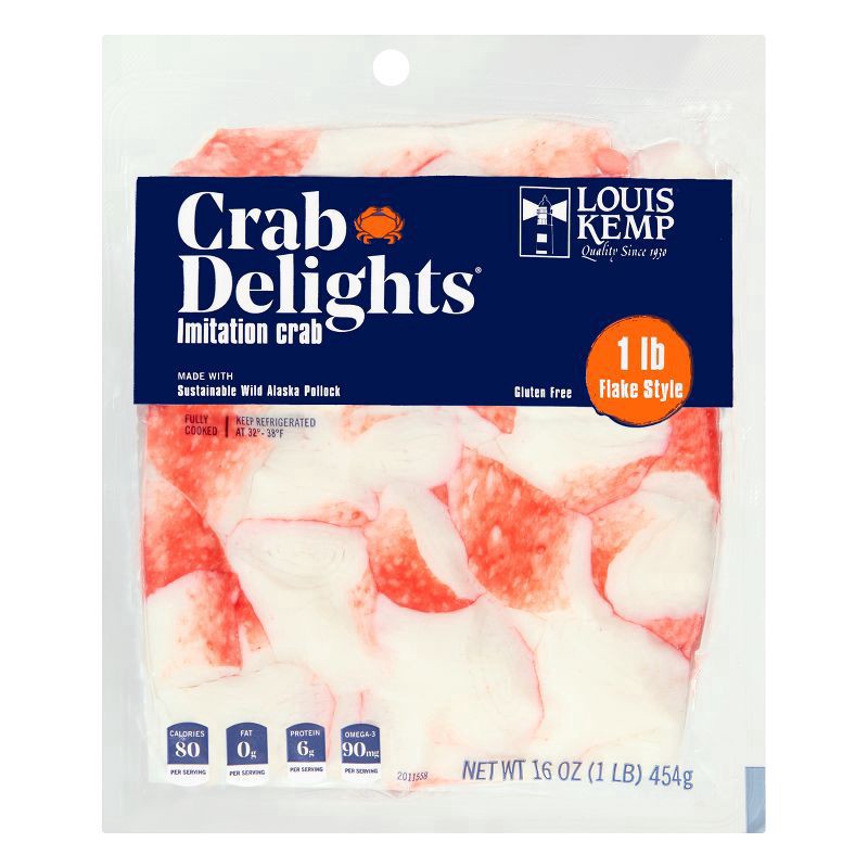 slide 1 of 3, Louis Kemp Crab Delights Flake Style Imitation Crab, 16 oz, 16 oz