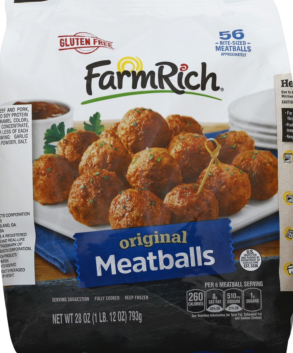 slide 5 of 5, Farm Rich Original Meatballs, 28 oz