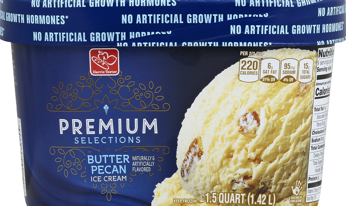 slide 3 of 4, Harris Teeter Premium Ice Cream - Butter Pecan, 48 oz