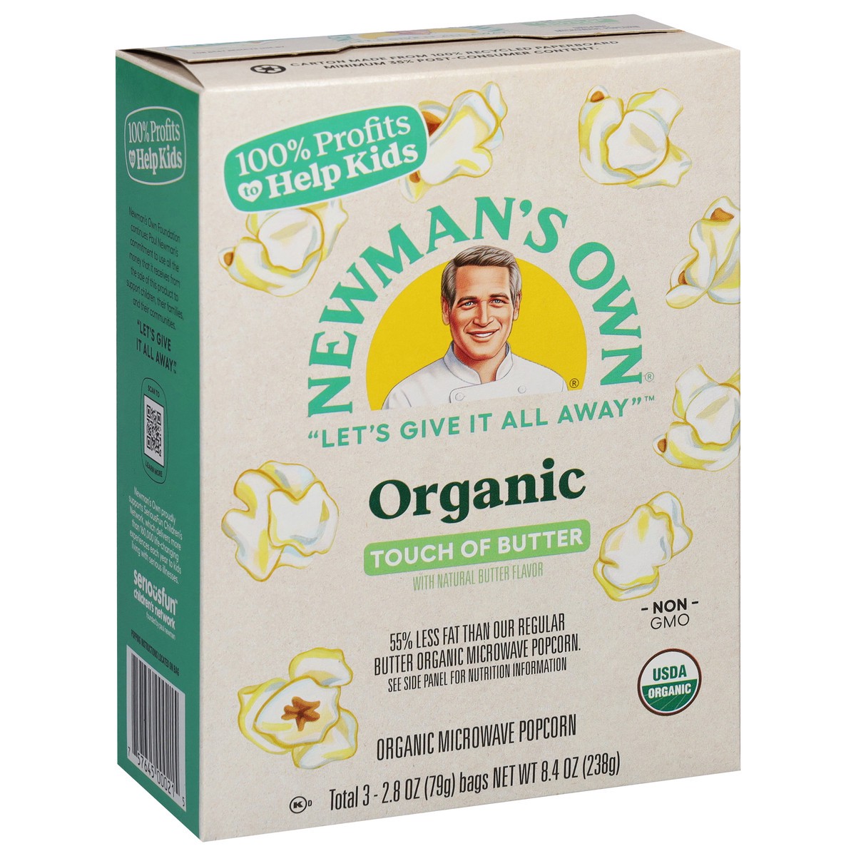 slide 3 of 16, Newman's Own Organic Touch of Butter Microwave Popcorn 3 - 2.8 oz Bags, 3 ct