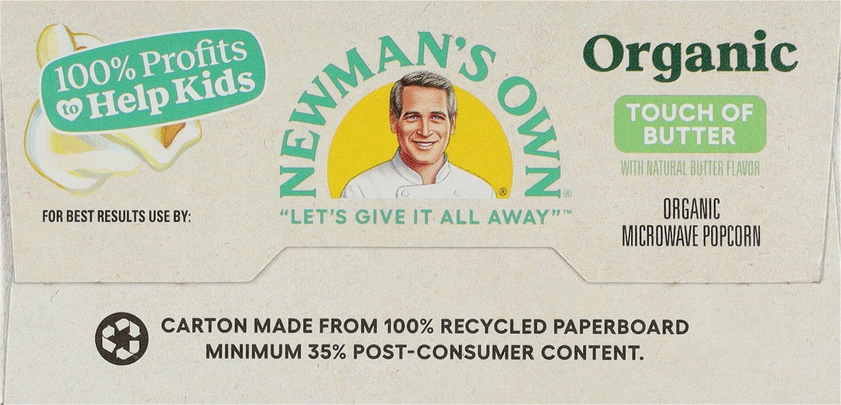 slide 12 of 16, Newman's Own Organic Touch of Butter Microwave Popcorn 3 - 2.8 oz Bags, 3 ct