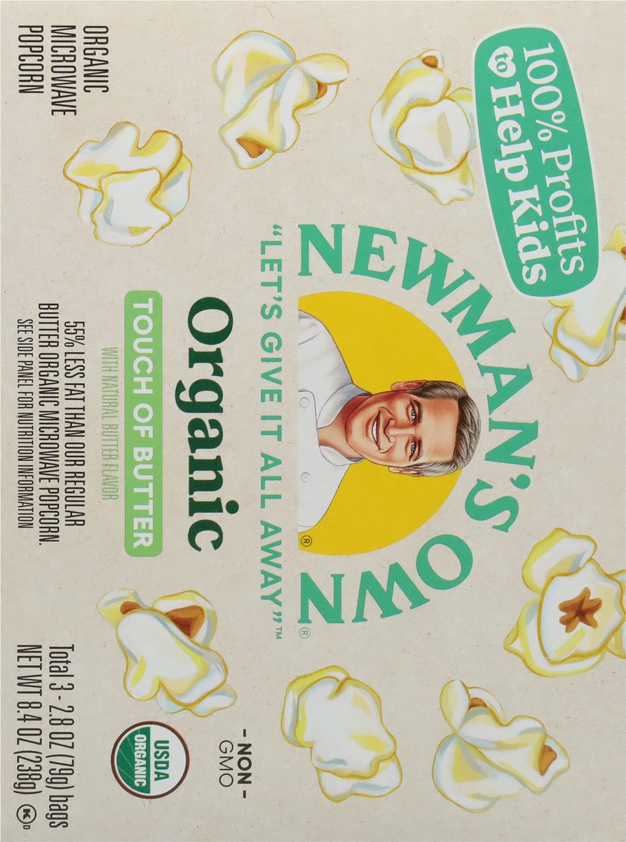 slide 10 of 16, Newman's Own Organic Touch of Butter Microwave Popcorn 3 - 2.8 oz Bags, 3 ct