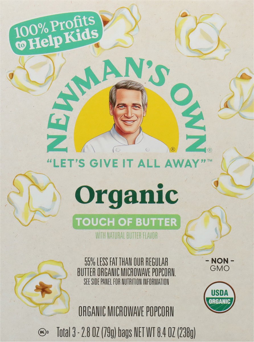 slide 11 of 16, Newman's Own Organic Touch of Butter Microwave Popcorn 3 - 2.8 oz Bags, 3 ct