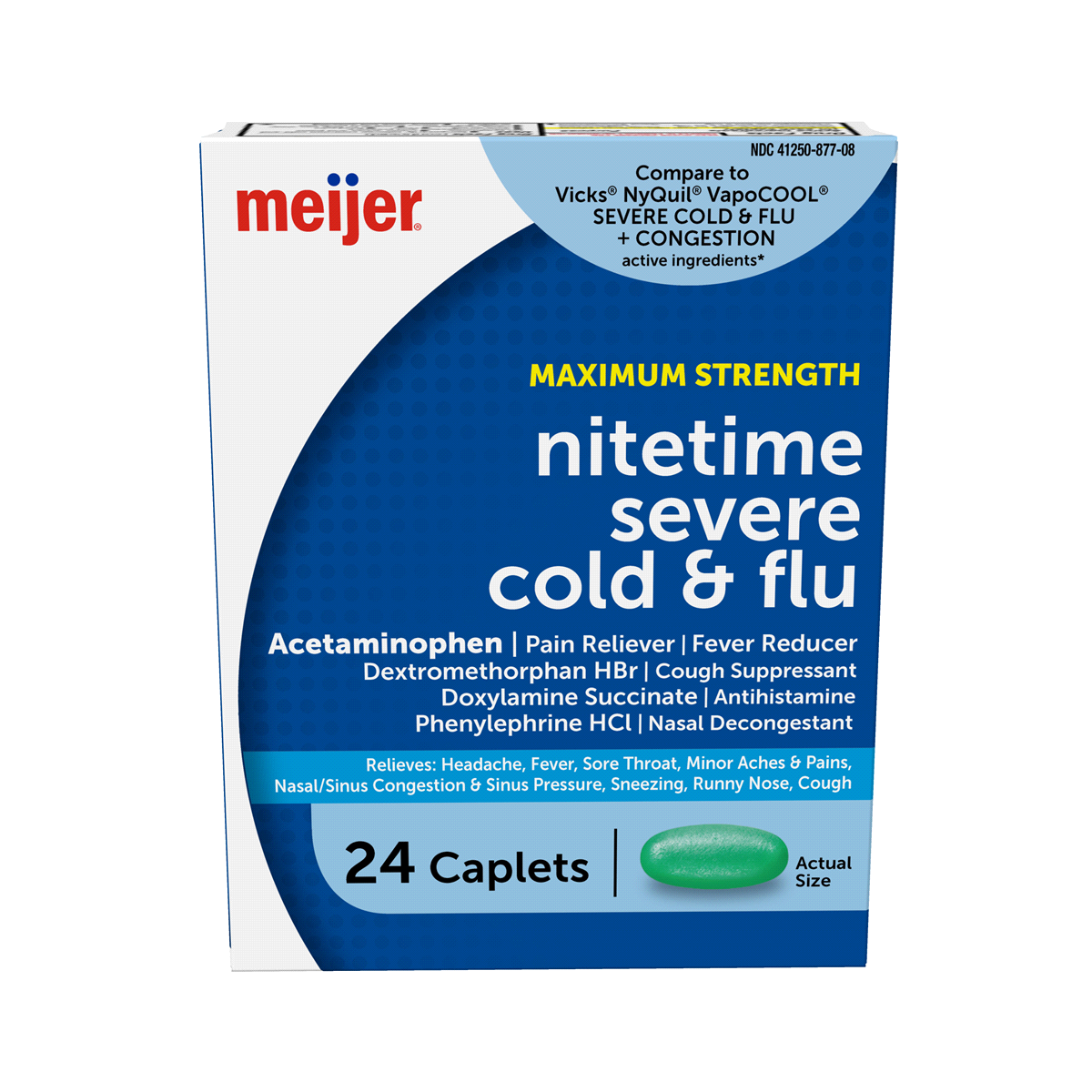slide 1 of 6, Meijer Note Time Severe Cold & Flu, 24 Caplets, 24 ct