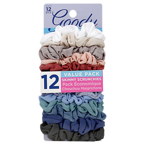 slide 1 of 1, Goody Ouchless Scrunchies Skinny Value Pack, 12 ct