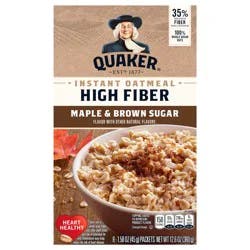 Quaker Instant Oatmeal, High Fiber, Maple & Brown Sugar