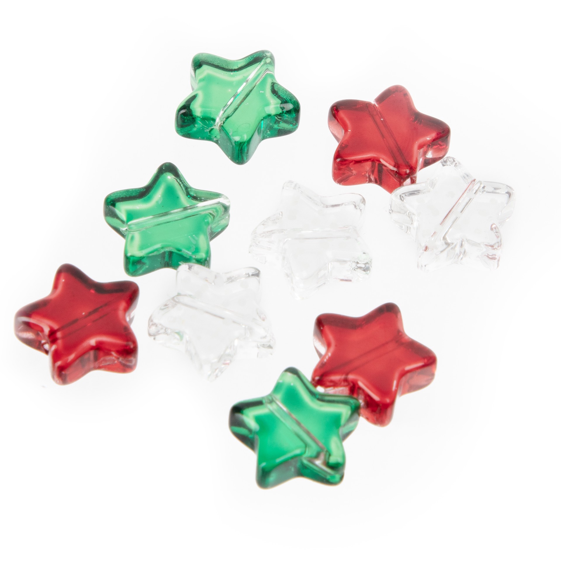 slide 5 of 5, Christmas Glass Star Beads, 10mm By Bead Landing, 10mm