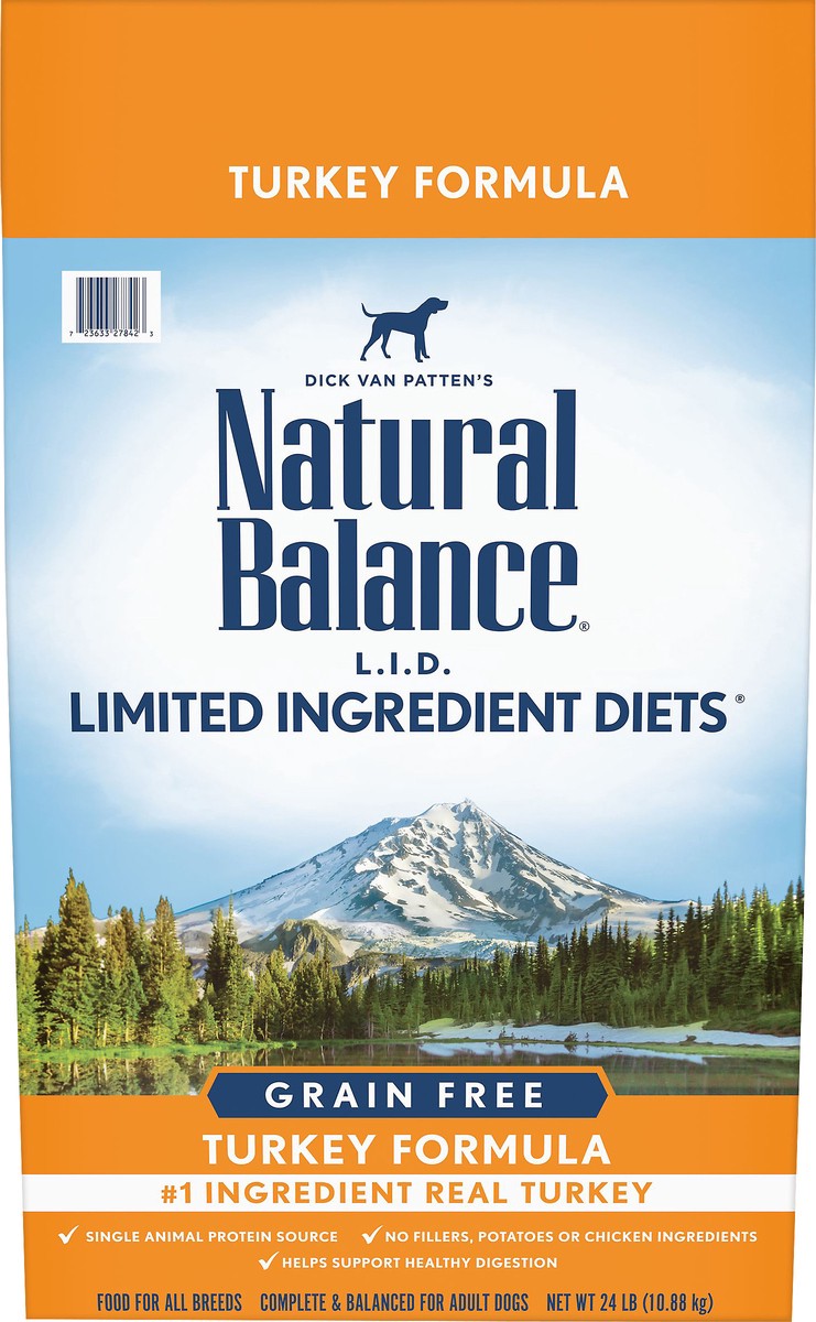 slide 3 of 9, Natural Balance L.I.D. Limited Ingredient Diets Grain Free Turkey Formula Dog Food 24 oz, 24 lb