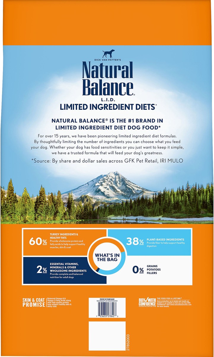 slide 9 of 9, Natural Balance L.I.D. Limited Ingredient Diets Grain Free Turkey Formula Dog Food 24 oz, 24 lb