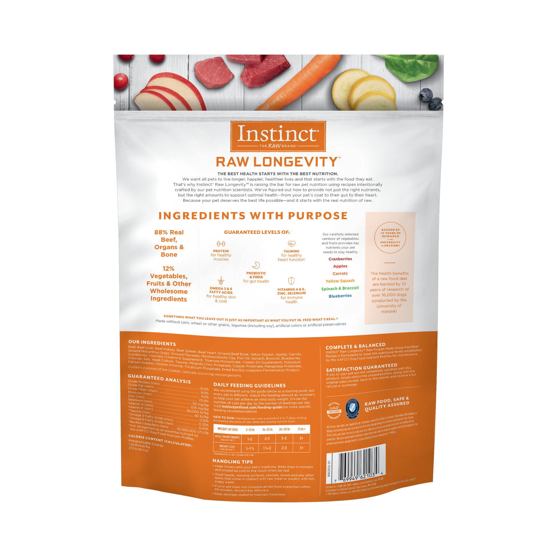 slide 2 of 2, Instinct Raw Longevity Adult Frozen Beef Bites Dog Food, 4 lb. Bag, 4 lb