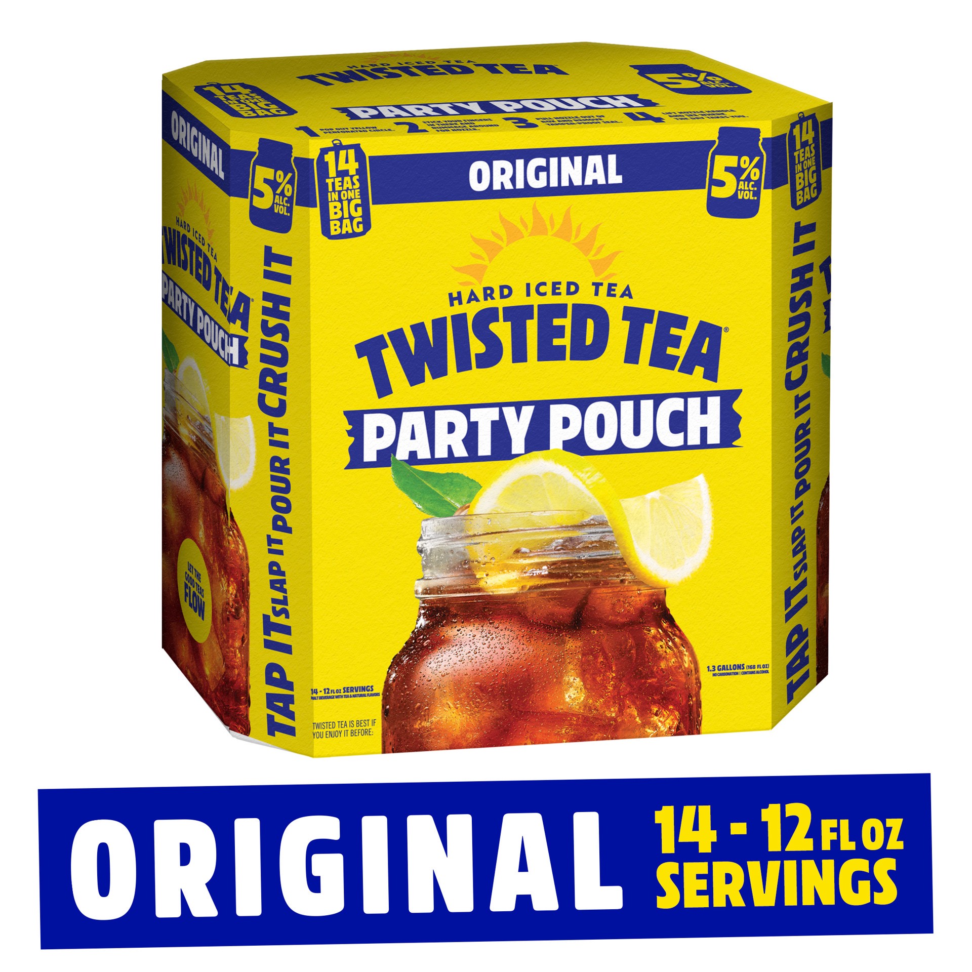 slide 1 of 7, Twisted Tea Original Party Pouch, Hard Iced Tea (5 Liter), 5 liter